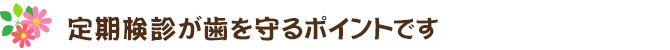 定期検診が歯を守るポイントです